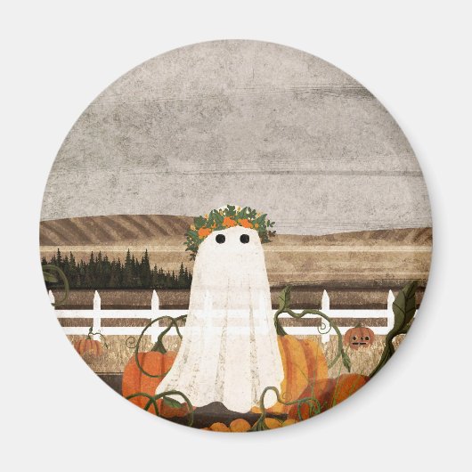 Aimant Il y a un fantôme dans le patch Citrouille à nouve (Devant)