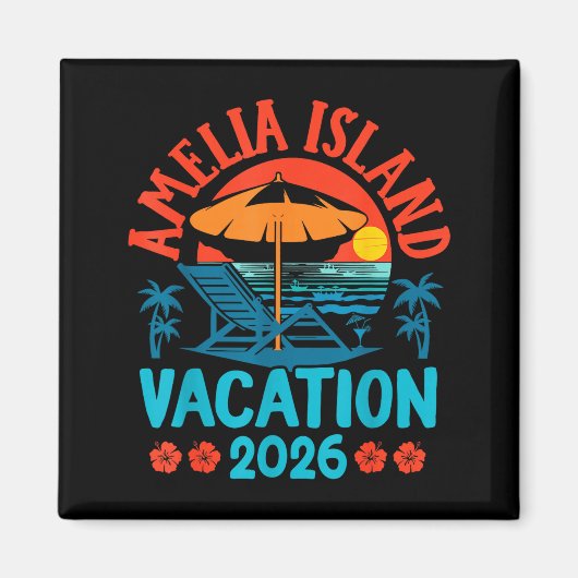 Aimant Île Amelia Floride 2026 Vacances Plage Été V (Devant)