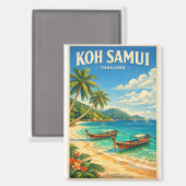 Aimant Île de Koh Samui, Thaïlande rétro (Recto/Verso)