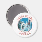 Aimant Île de Paros Grèce Cercle en détresse rétro (Recto/Verso)