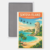 Aimant Île de Sentosa, voyage à Singapour (Recto/Verso)