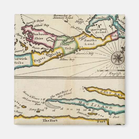 Aimant Île des Bermudes, partie de l'île de la Providence (Devant)