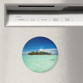 Aimant Île du Pacifique avec palmiers magnétique rond (In Situ (Lave-vaisselle))