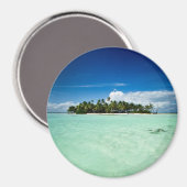 Aimant Île du Pacifique avec palmiers magnétique rond (Recto/Verso)
