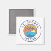 Aimant Île St. George, Floride Style Classique Délavé (Recto/Verso)