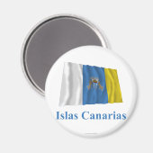 Aimant Îles Canaries avec un drapeau avec un nom en espag (Recto/Verso)