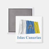Aimant Îles Canaries avec un drapeau avec un nom en espag (Recto/Verso)