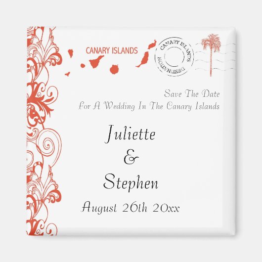 Aimant Îles Canaries Mariage Enregistrer La Date (Devant)