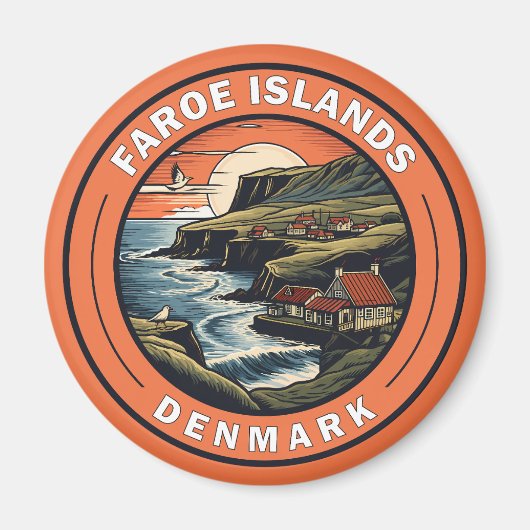 Aimant Îles Féroé Danemark Insigne d'art de voyage (Devant)