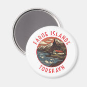 Aimant Îles Féroé Tórshavn Cercle retro désorganisé (Recto/Verso)