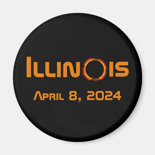 Aimant Illinois 2024 Total Solaire Eclipse (Devant)