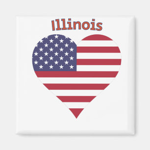 Aimant Illinois American Flag Heart