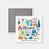 Aimant Illinois Family Trip Keepsake Custom (Recto/Verso)