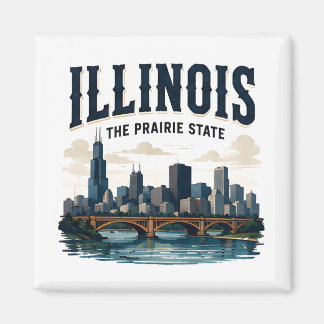 Aimant Illinois Skyline and Prairie Heritage