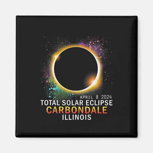 Aimant Illinois Total Éclipse Solaire 8 avril 2024 (Devant)