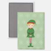 Aimant illusima Garçon de Noël Elfe Flocons de Neige Vert (Recto/Verso)