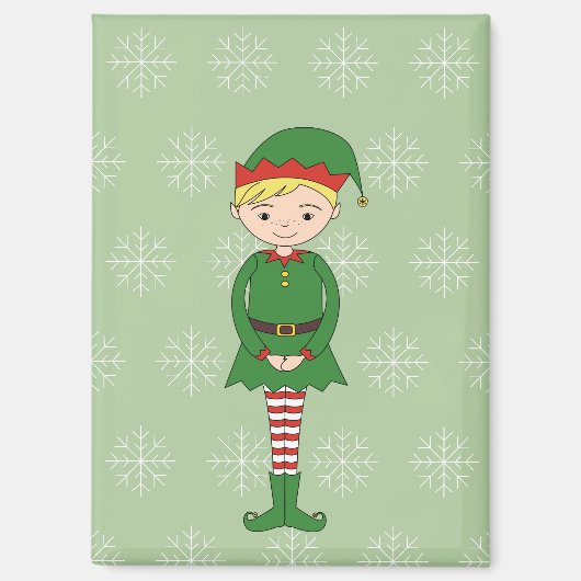Aimant illusima Garçon de Noël Elfe Flocons de Neige Vert (Recto)
