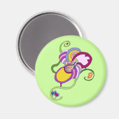Aimant Illustration Abstraite de Fleur Funky (Recto/Verso)