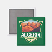 Aimant Illustration Algérie Insigne rétro (Recto/Verso)