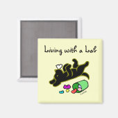 Aimant Illustration amusante du dessin animé Black Labrad (Recto/Verso)