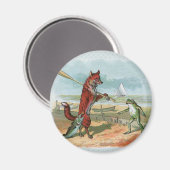 Aimant Illustration ancienne de la pêche à la grenouille (Recto/Verso)