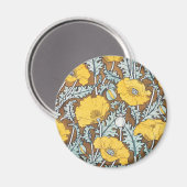 Aimant Illustration Art Nouveau Poppy Fleur Jaune (Recto/Verso)