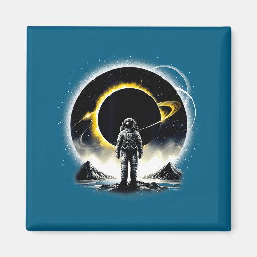 Aimant Illustration Astronaute Éclipse Spatiale Planète S (Devant)