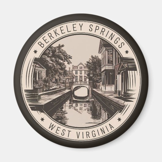 Aimant Illustration Badge de Berkeley Springs Virginie Oc (Devant)