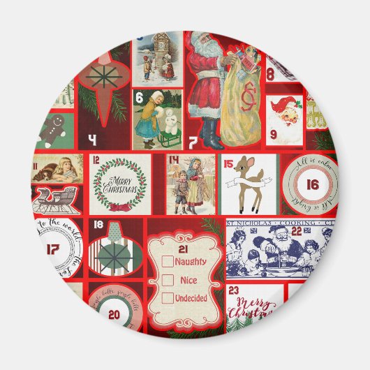 Aimant Illustration Carrée de l'Avent de Bloc de Noël (Devant)