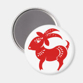 AIMANT ILLUSTRATION CHINOISE DE PAPERCUT DE CHÈVRE ZODIAC (Recto/Verso)