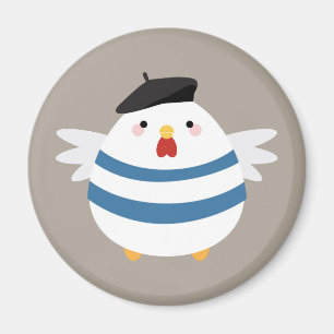 Aimant Illustration Cute Kawaii French Hen