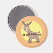 Aimant Illustration d'âne miniature joyeux (Recto/Verso)