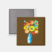 Aimant Illustration d'art des fleurs funky (Recto/Verso)