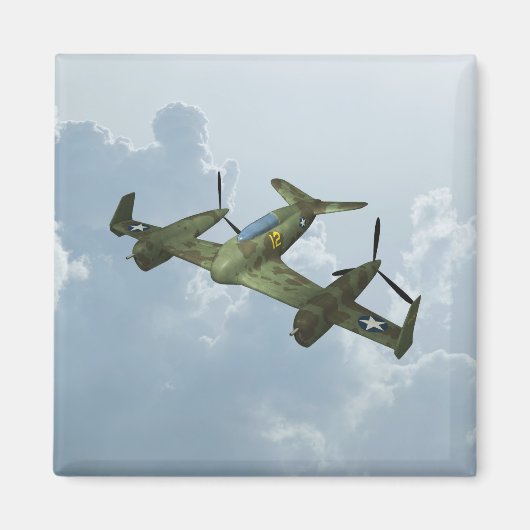 Aimant Illustration d'aviation militaire de vol de warbir (Devant)