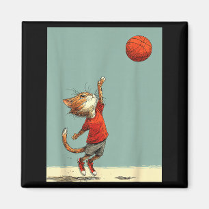 Aimant Illustration de basketball drôle de chat mignon