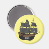 Aimant Illustration de bateau pirate (Recto/Verso)