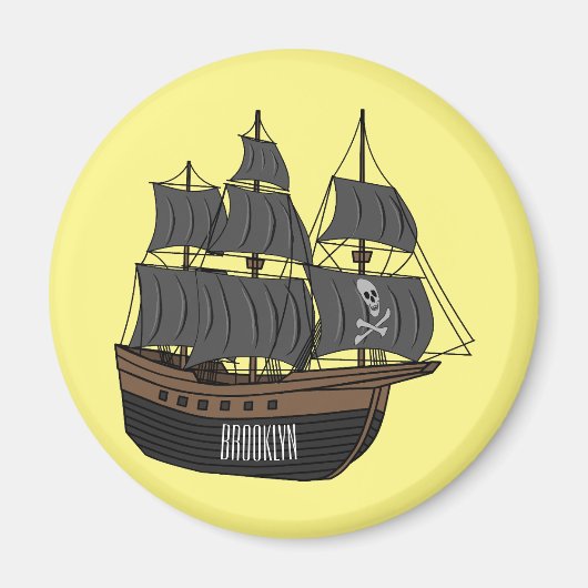 Aimant Illustration de bateau pirate (Devant)
