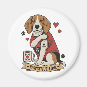 Aimant Illustration de Beagle tatoué I Heart Mom