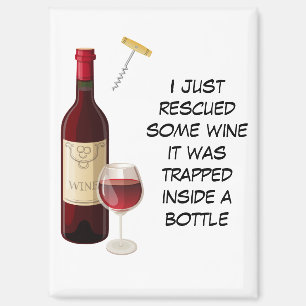 Aimant Illustration de bouteille de vin et de verre