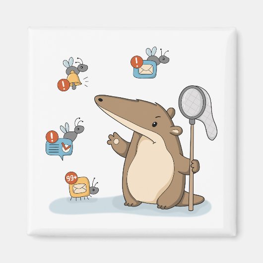 Aimant Illustration de chasseur de notifications drôle de (Devant)