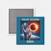 Aimant Illustration de chat d'éclipse solaire (Recto/Verso)