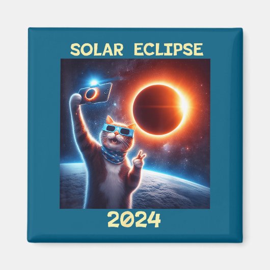 Aimant Illustration de chat d'éclipse solaire (Devant)