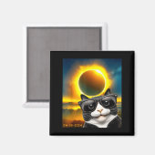 Aimant Illustration de chat smoking et totalité d'éclipse (Recto/Verso)
