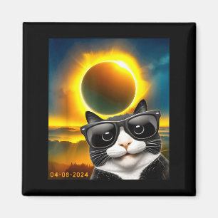 Aimant Illustration de chat smoking et totalité d'éclipse