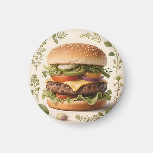 Aimant Illustration de cheeseburger gastronomique (Devant)