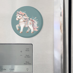 Aimant Illustration de cheval de fantaisie au pastel flor