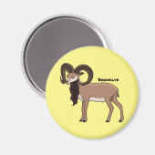 Aimant Illustration de chèvre de Mouflon (Recto/Verso)
