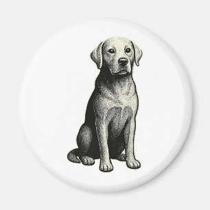 Aimant Illustration de chien assis vintage