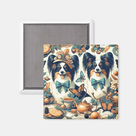 Aimant Illustration de chien de papillon mignonne (Recto/Verso)