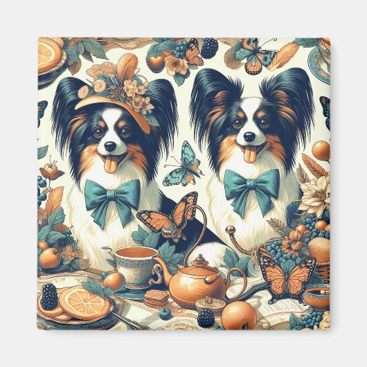 Aimant Illustration de chien de papillon mignonne (Devant)